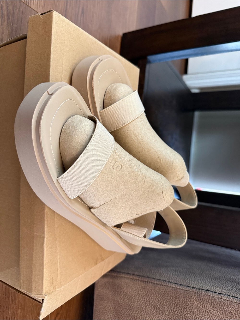 Steve Madden Beige Platform Slide Sandals